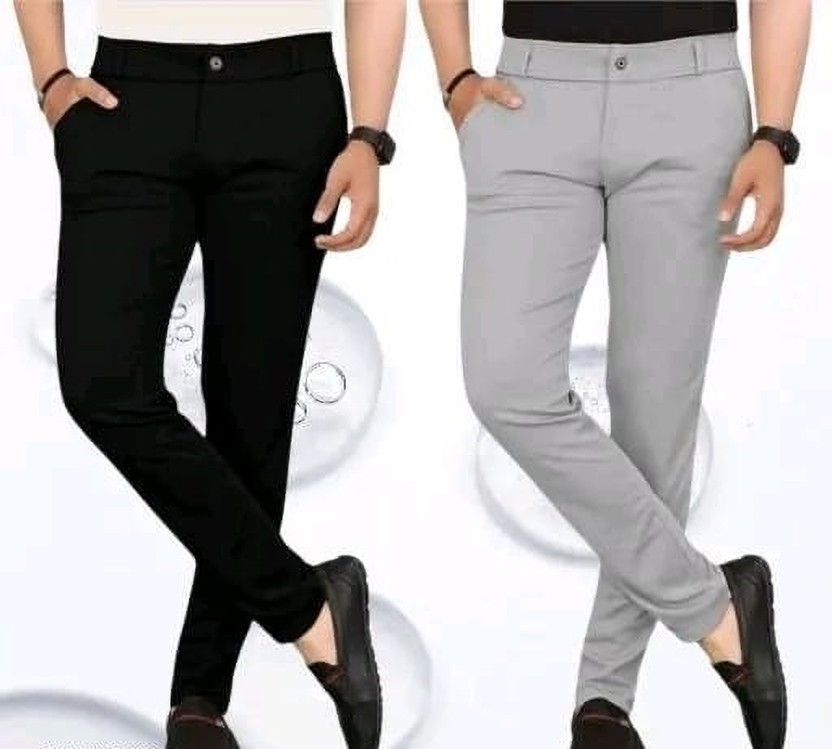kdsn Slim Fit Men Black, Grey Trousers