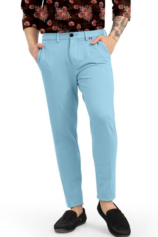 SAANJ FASHION Regular Fit Men Light Blue Trousers - Buy SAANJ FASHION  Regular Fit Men Light Blue Trousers Online at Best Prices in India |  
