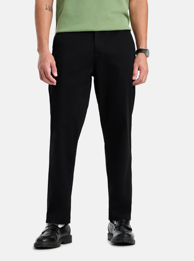 Snitch Snitch Comfort Fit Men Black Trousers - Flipkart Deal