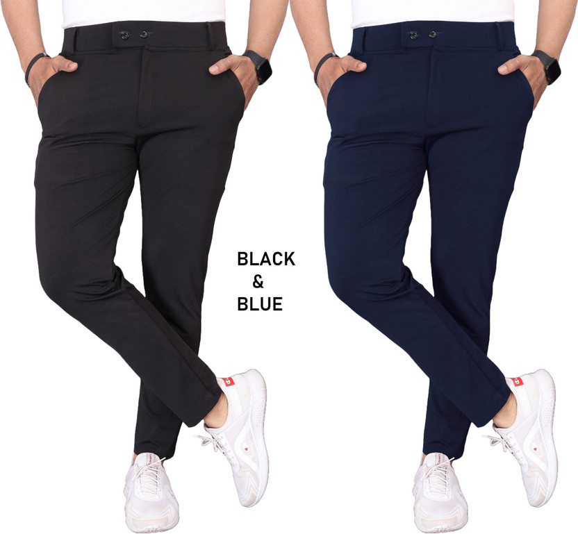 BHUMIGARMENTS Slim Fit Men Black, Blue Trousers