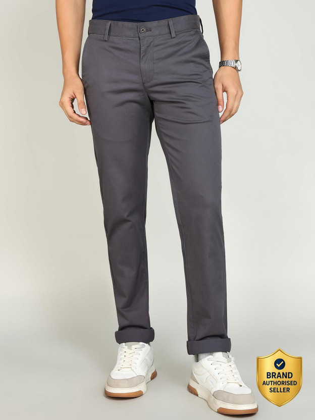 INDIAN TERRAIN Slim Fit Men Grey Trousers
