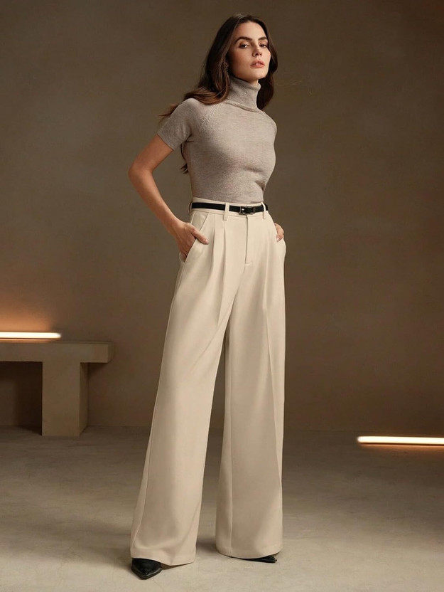 KOTTY Relaxed Women Beige Trousers