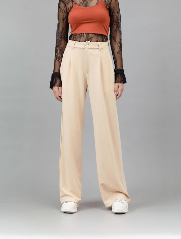 KOTTY Regular Fit Women Beige Trousers
