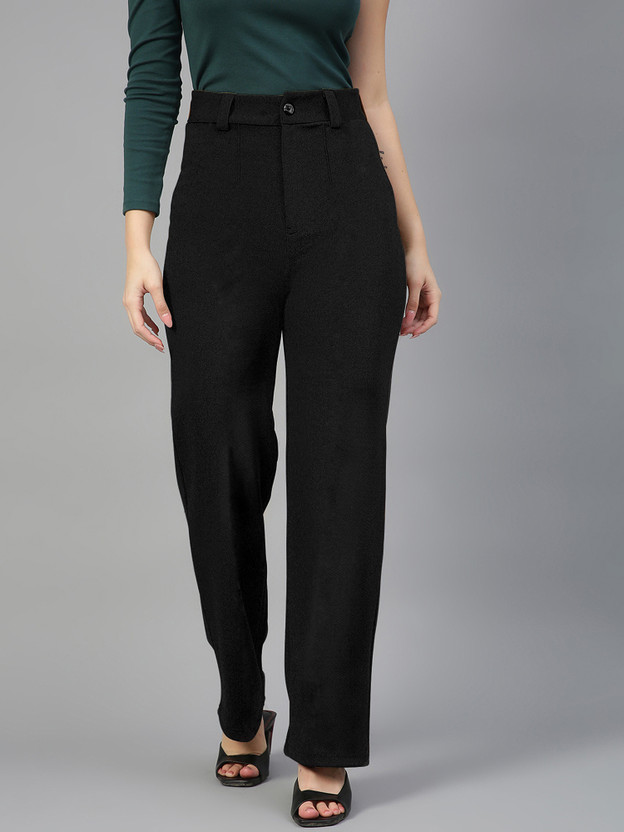 METRONAUT Regular Fit Women Black Trousers