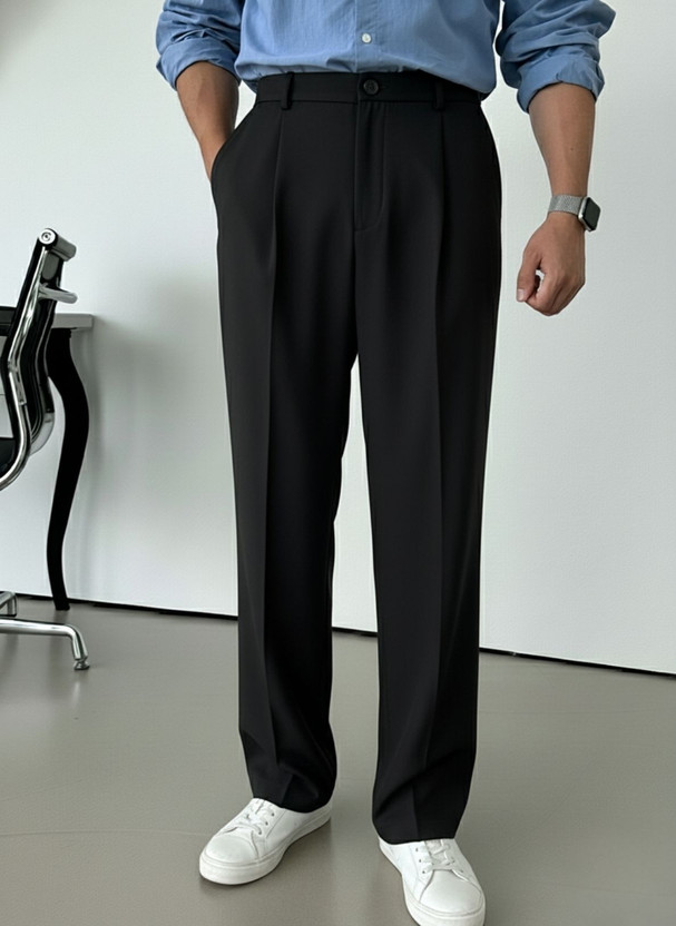 INDICLUB Relaxed Men Black Trousers