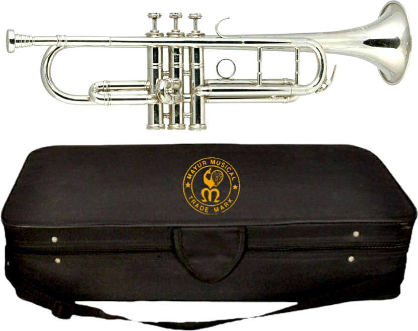 Mayur Musical Superior Quality Trumpet Brass with Hard Case Bag and Mouthpiece Bb Trumpet(Silver Nickel Polish)