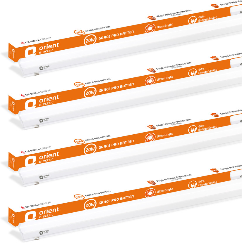 Orient Electric Grace Pro LED Batten 20W, Cool day light 20 W 110 cm Tube Light(White, Pack of 4)