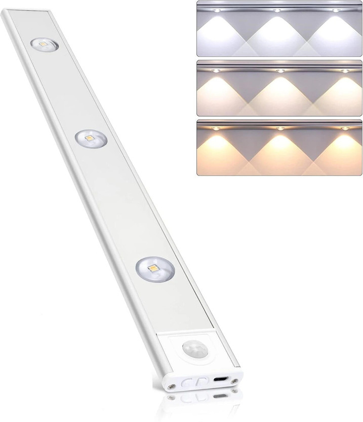 NeedZA Rechargeable Motion Sensor Cabinet Light 3 Color LED Strip for Bedroom, Kitchen Motion Sensor Light