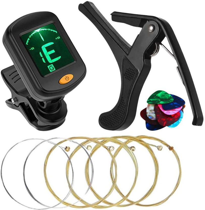 Urban Infotech Guitar Tuner LCD Display Digital Tuner With Guitar picks & Stainless String Manual Digital Tuner(Chromatic: Yes, Black)