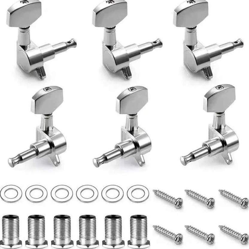 AMG Music Guitar String Tuning Pegs Machine Head Tuners for Electric or Acoustic Guitar Automatic Analog Tuner(Chromatic: Yes, Silver)