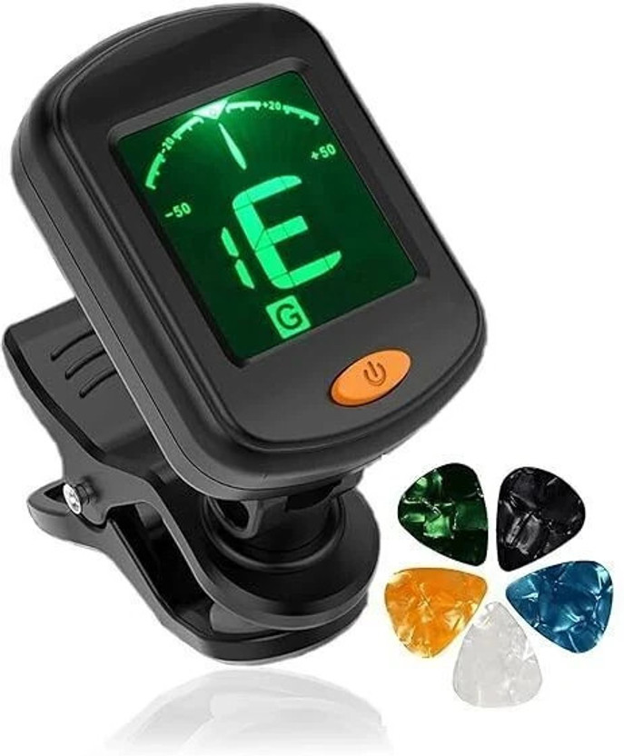 Urban Infotech 360 degree Rotational Clip-on Digital Tuner Bass Violin Ukulele with 5 Pcs Picks Manual Digital Tuner(Chromatic: Yes, Black)