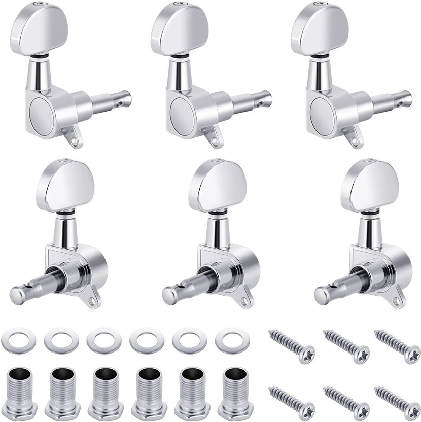 TechBlaze 6 Pieces Guitar String Tuning Pegs Tuner For Acoustic Guitar Manual Analog Tuner(Chromatic: Yes, Silver)