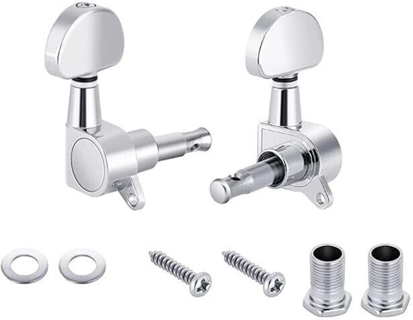 AMG Music Guitar Keys 1Left + 1Right Sealed String Tuning Pegs Keys for Acoustic Guitar Manual Analog Tuner(Chromatic: No, Silver)
