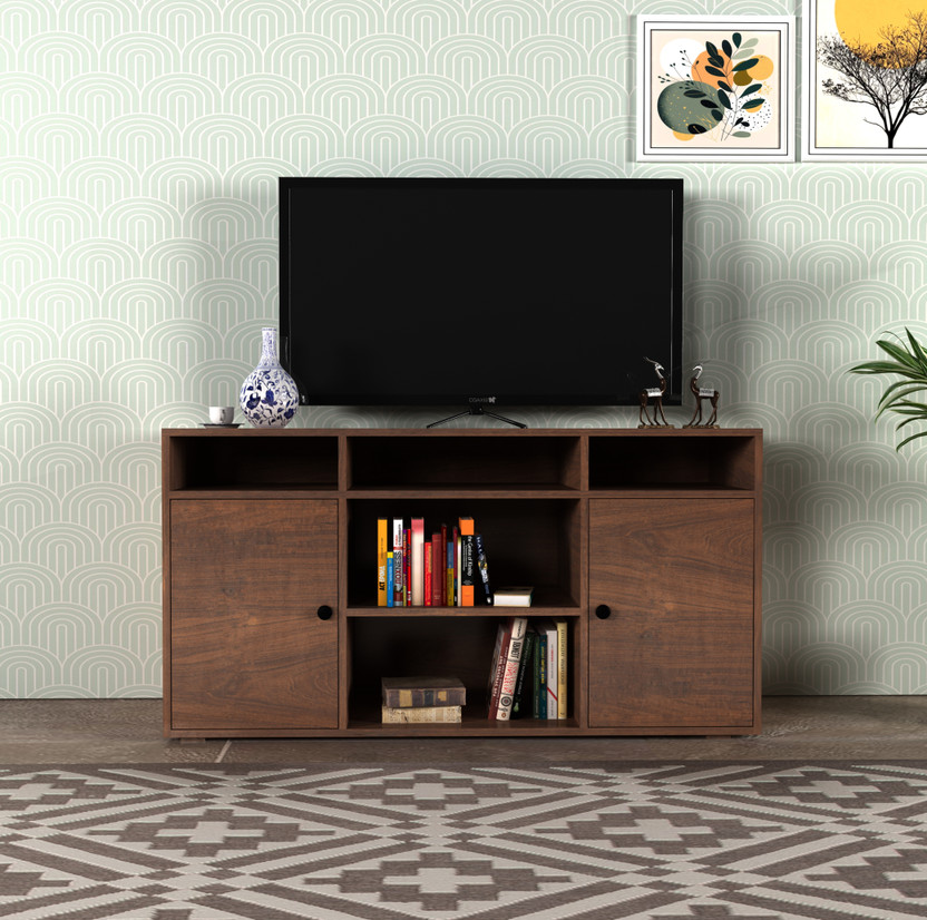Home Edge Imperium Engineered Wood TV Entertainment Unit(Finish Color - Light Walnut, Knock Down)