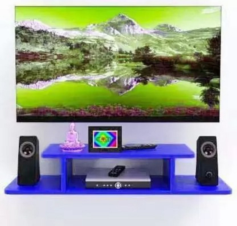 RESHUZ Wall TV Set up Box TV Entertainment Unit MDF Wall Shelf Engineered Wood TV Entertainment Unit(Finish Color - Dark Blue, DIY(Do-It-Yourself))