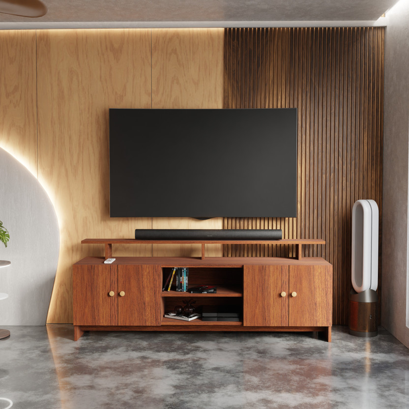 Spyder Craft TV Stand Table for Living Room | TV Unit Cabinet Furniture for Home |Living room Engineered Wood TV Entertainment Unit(Finish Color - Cherry Pine, DIY(Do-It-Yourself))