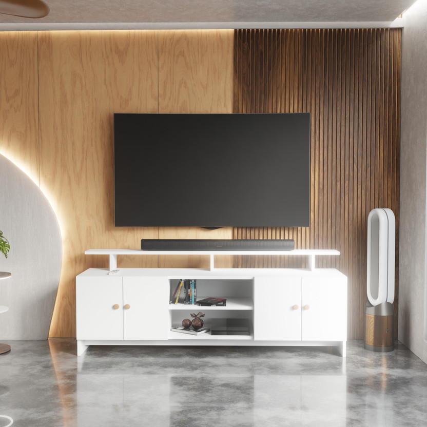 Spyder Craft TV Stand Table for Living Room | TV Unit Cabinet Furniture for Home |Living room Engineered Wood TV Entertainment Unit(Finish Color - White, DIY(Do-It-Yourself))