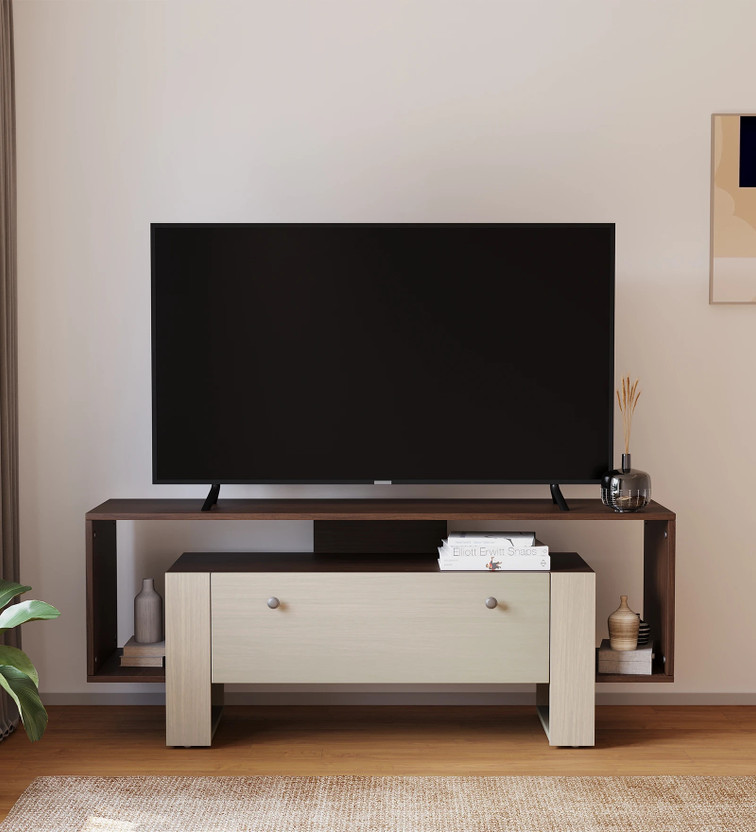 Flipkart Perfect Homes Ele Modern Wooden TV Unit Stylish Entertainment Center with Storage Engineered Wood TV Entertainment Unit(Finish Color - Dark Acacia, Light Acacia, Knock Down)
