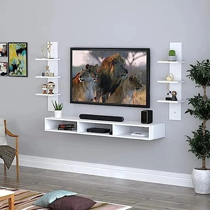 Artival Crafts TV Cabinet for Bedroom in 32 inch Engineered Wood TV Entertainment Unit(Finish Color - White deco finish, DIY(Do-It-Yourself))