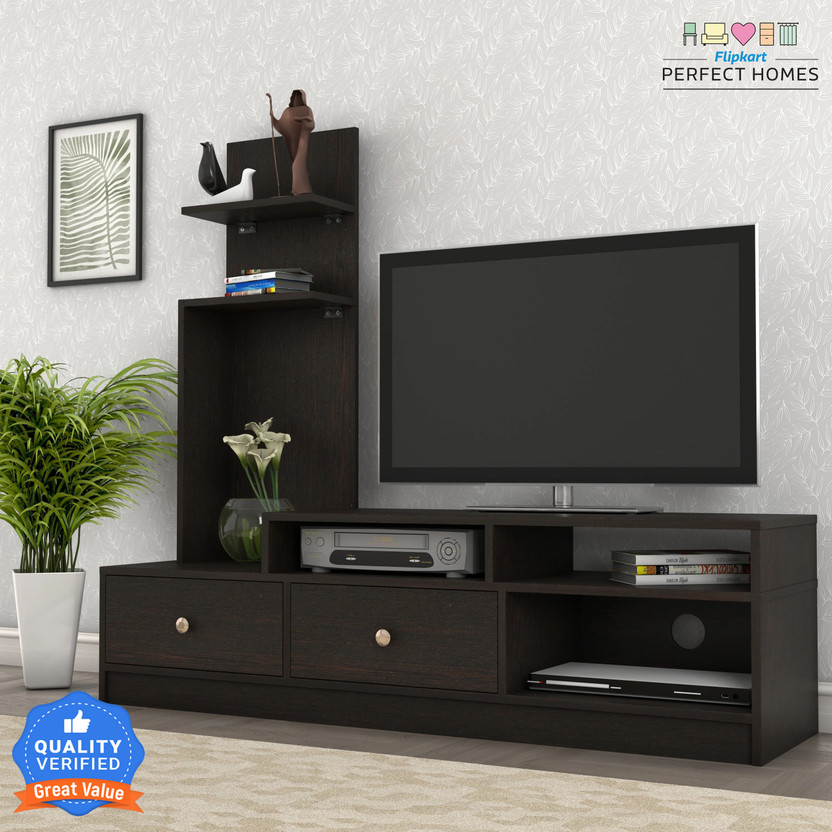 Flipkart Perfect Homes Sirena Engineered Wood TV Entertainment Unit(Finish Color - Melamine CP Wenge SIB, Knock Down)