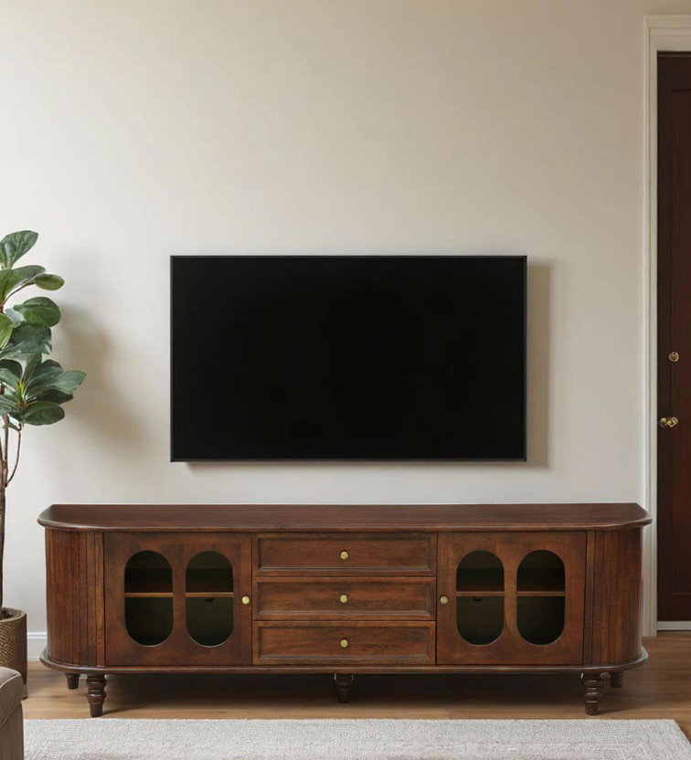 FLYWOOD SCB-1400 Solid Wood TV Entertainment Unit(Finish Color - TUBBAQ, Pre-assembled)