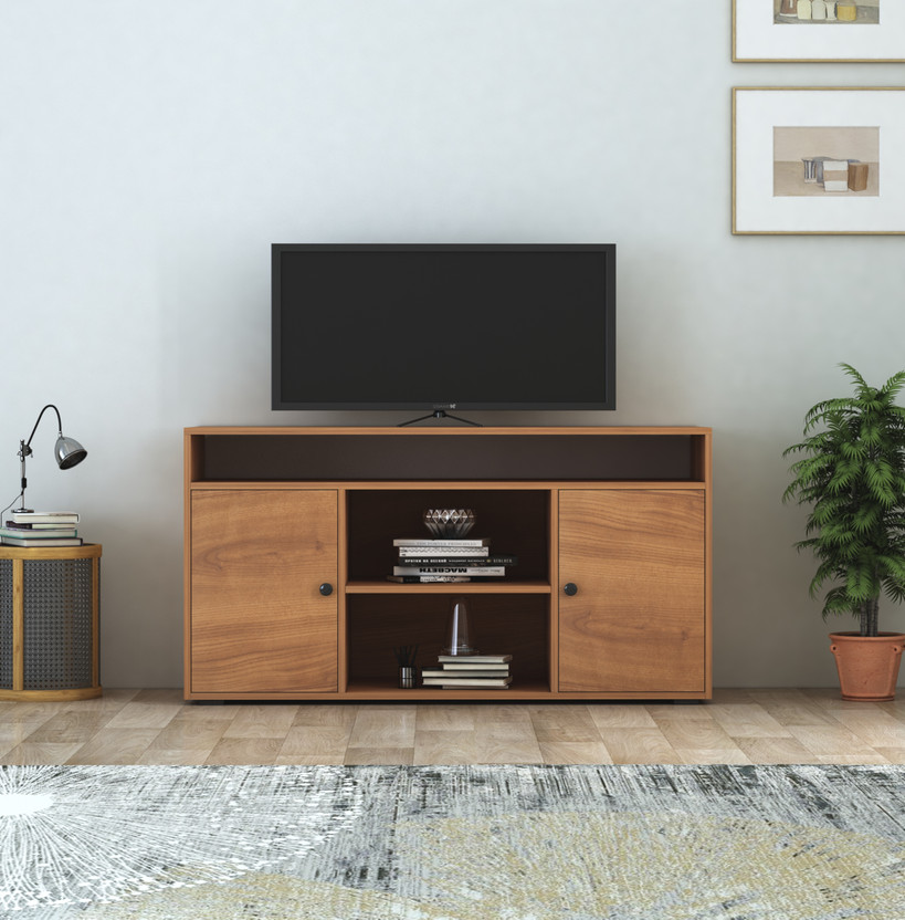Home Edge Imperium Engineered Wood TV Entertainment Unit(Finish Color - Light Walnut, Knock Down)