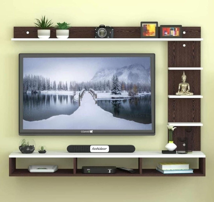 aashidecor Engineered Wood TV Entertainment Unit(Finish Color - Brown / White, DIY(Do-It-Yourself))