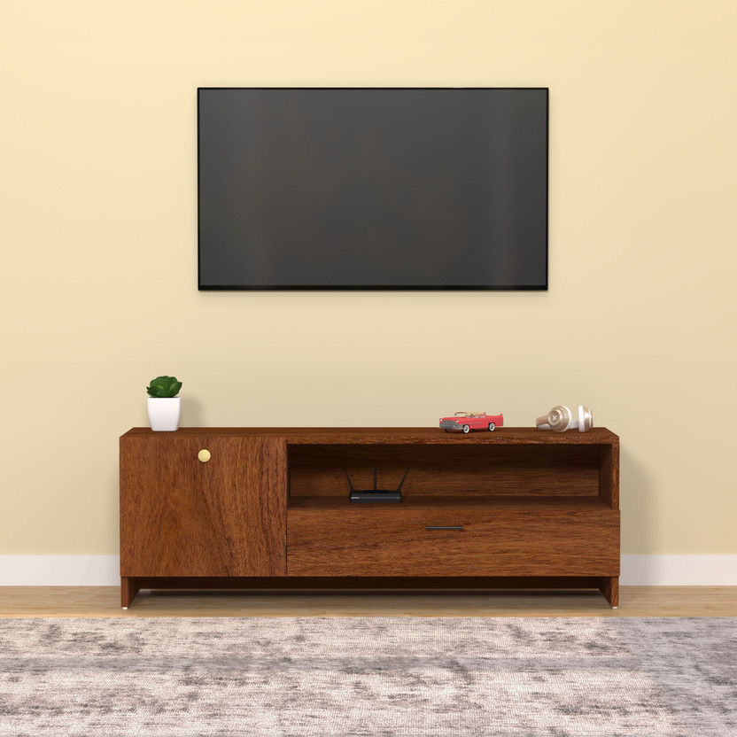 Flipkart Perfect Homes Modern Engineered Wood TV Unit Cabinet with Storage for Living Room, Bedroom Engineered Wood TV Entertainment Unit(Finish Color - Cherry Pine, DIY(Do-It-Yourself))