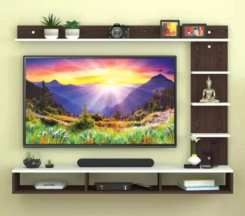 ONEDEEP C Shape Engineered Wood TV Unit for 32-43 inch LED TV Engineered Wood TV Entertainment Unit(Finish Color - Black & White, DIY(Do-It-Yourself))