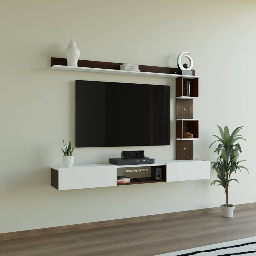 Hridya Handicrafts Engineered Wood/Tv Stand with Drawer 55inch LED /Tv Entertainment Unit Engineered Wood TV Entertainment Unit(Finish Color - Walnut White, DIY(Do-It-Yourself))