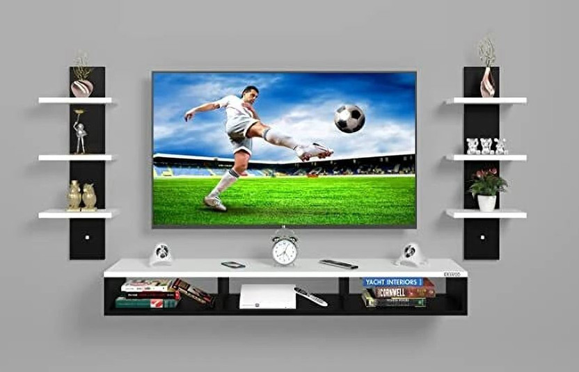 Artival Crafts MDF TV Unit for 32 Inch LED TV | Modern Entertainment Center with Storage Engineered Wood TV Entertainment Unit(Finish Color - Black and White Deco Finish, DIY(Do-It-Yourself))