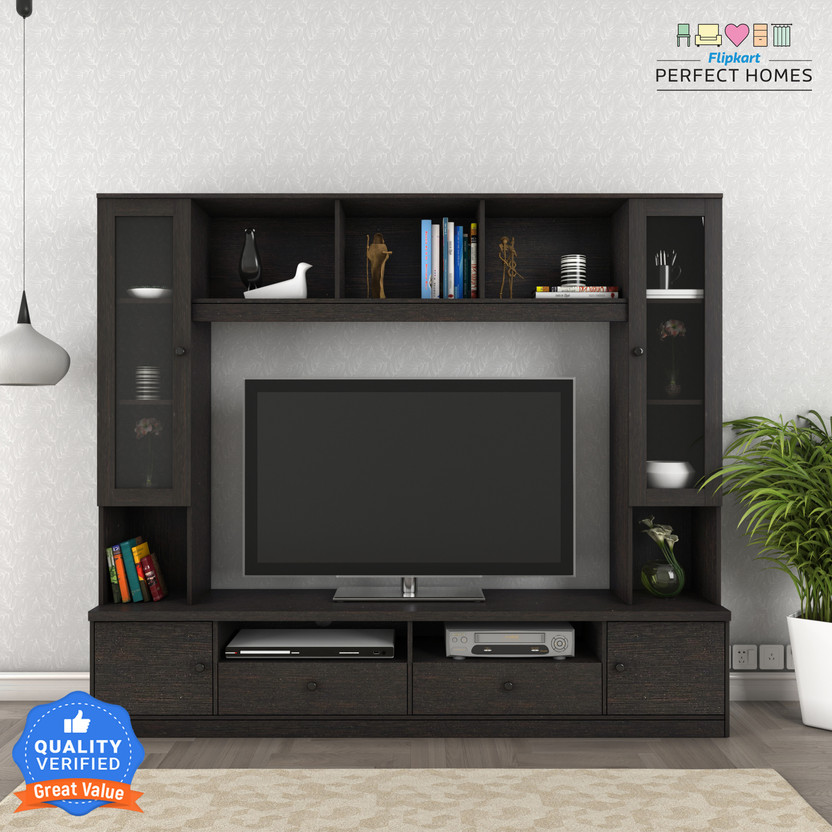 Flipkart Perfect Homes Webster Engineered Wood TV Entertainment Unit(Finish Color - Melamine K Wenge SIB, Knock Down)