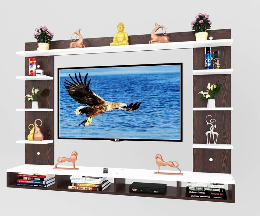 YPG CRAFT TV CABINET UNIT TV ENTERTAINMENT UNIT 50 INCH TN/WHITE Engineered Wood TV Entertainment Unit(Finish Color - BROWN / White, DIY(Do-It-Yourself))