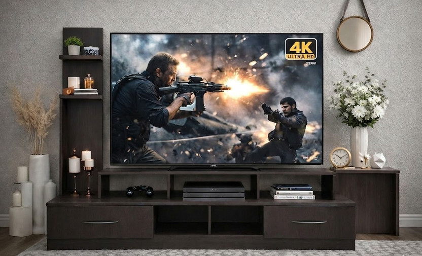 Home Full Magnus Engineered Wood TV Entertainment Unit(Finish Color - Wenge, Knock Down)