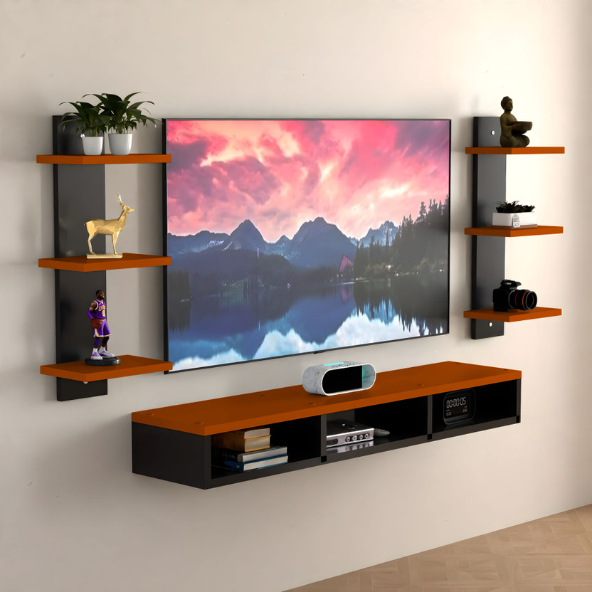 ShahQ TV Cabinet for Bedroom in 32 inch in Engineered Wood TV Entertainment Unit(Finish Color - Black & Brown, DIY(Do-It-Yourself))