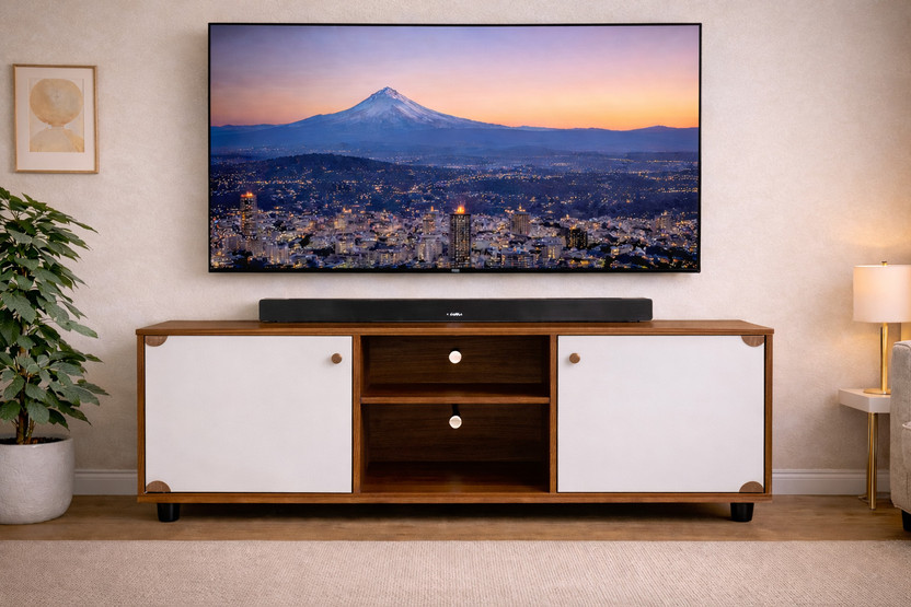 Home Full Charlie TV Engineered Wood TV Entertainment Unit(Finish Color - Maxican Wallnut, Knock Down)