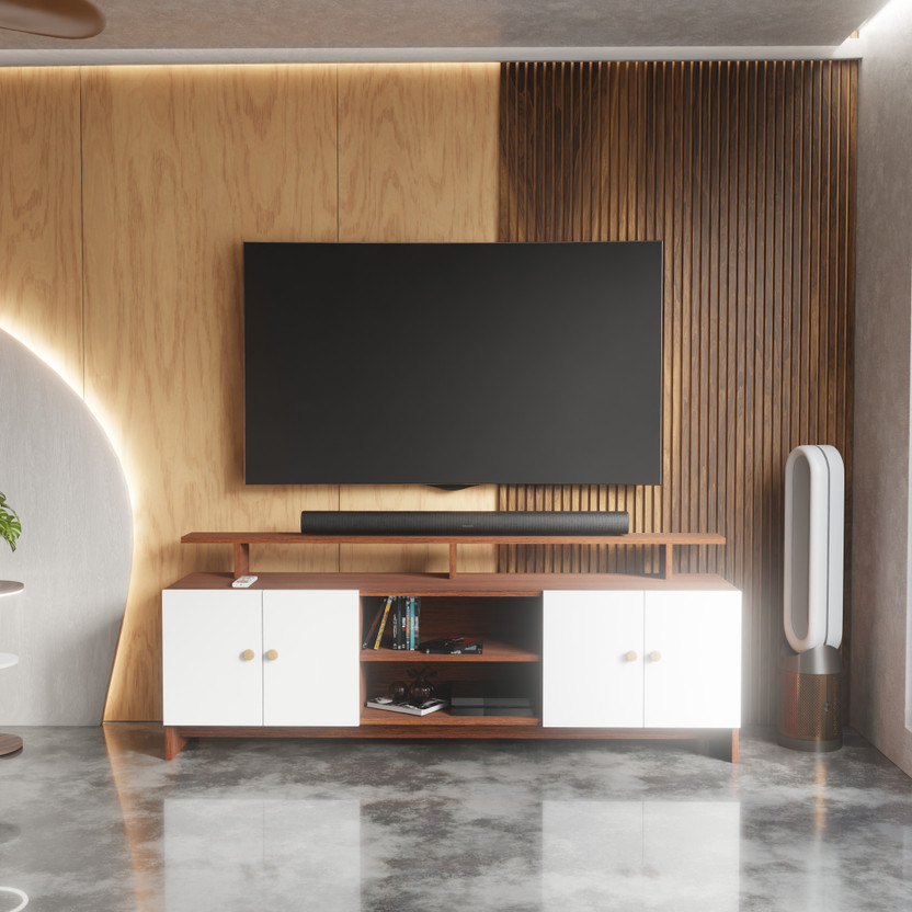 Spyder Craft TV Stand Table for Living Room | TV Unit Cabinet Furniture for Home |Living room Engineered Wood TV Entertainment Unit(Finish Color - Cherry Pine & White, DIY(Do-It-Yourself))