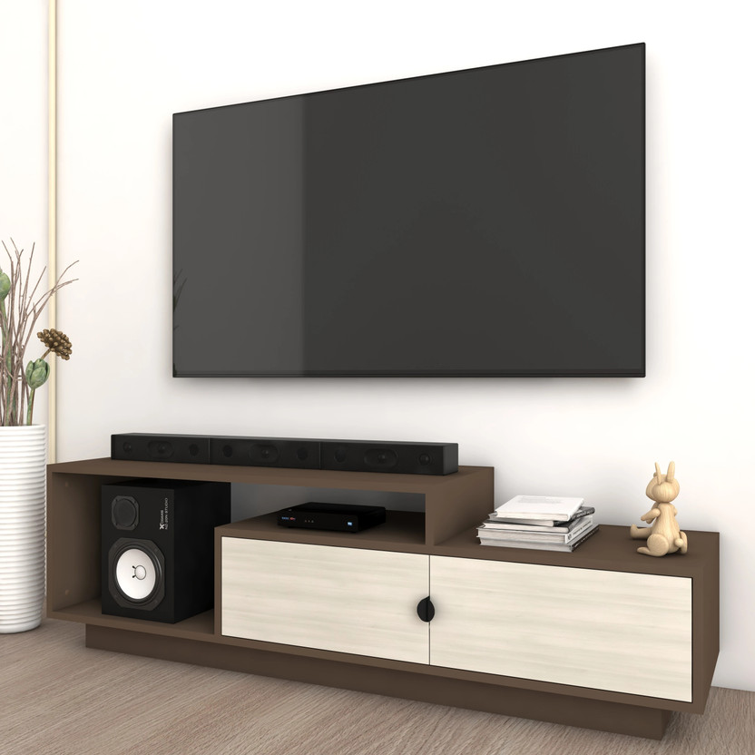 spacesbyU spacesbyU Caspo TV Unit with Storage | Engineered Wood TV Entertainment Unit(Finish Color - Mocha Brown & Acacia Light, DIY(Do-It-Yourself)) - Flipkart Deal