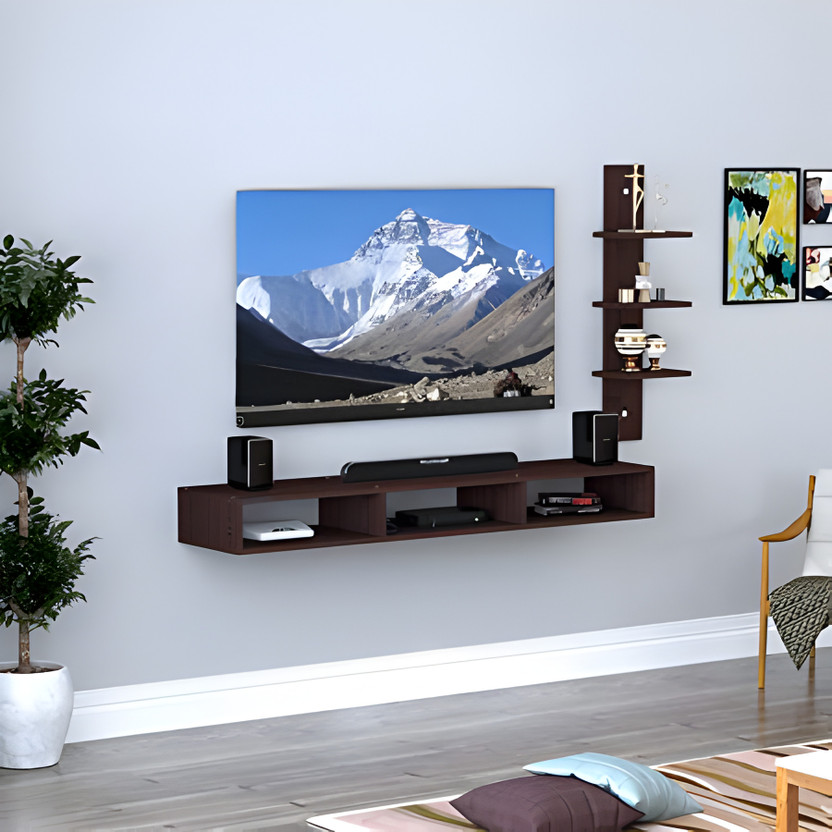 Livster Elegant MDF Entertainment Console With Ample Storage Shelves Engineered Wood TV Entertainment Unit(Finish Color - Brown, DIY(Do-It-Yourself))