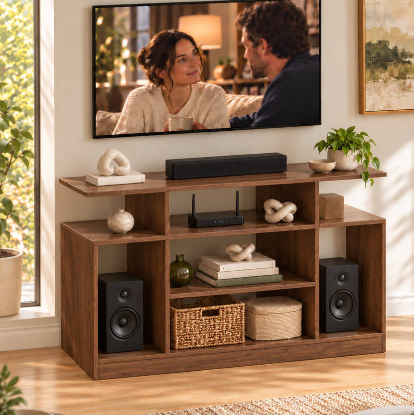 Flipkart Perfect Homes Engineered Wood TV Entertainment Unit(Finish Color - Dual Tone Brown, DIY(Do-It-Yourself))