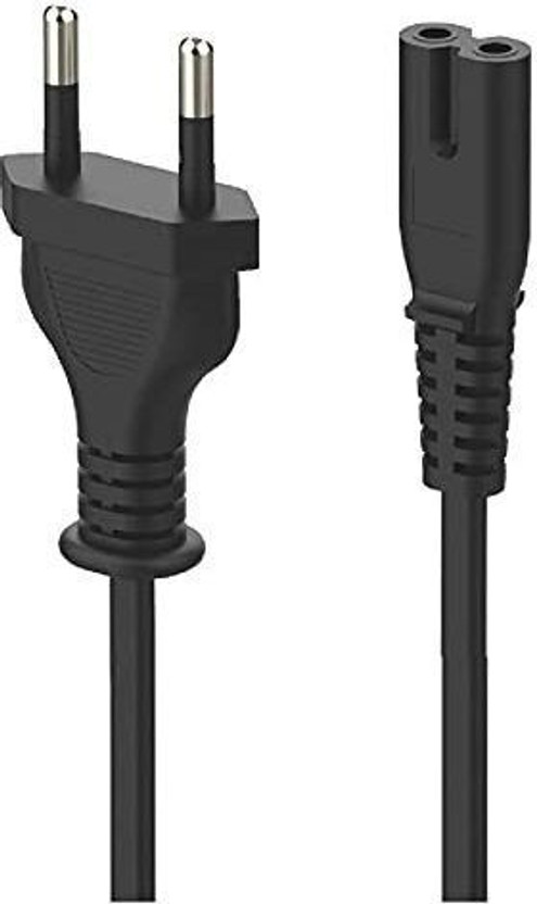 ELECTRO WOLF  TV-out Cable 2 Pin Universal AC Power Cord Cable 2 Pin Plug for Printer, Laptop, Camera, TV(Black, For Laptop, 1.5 m)