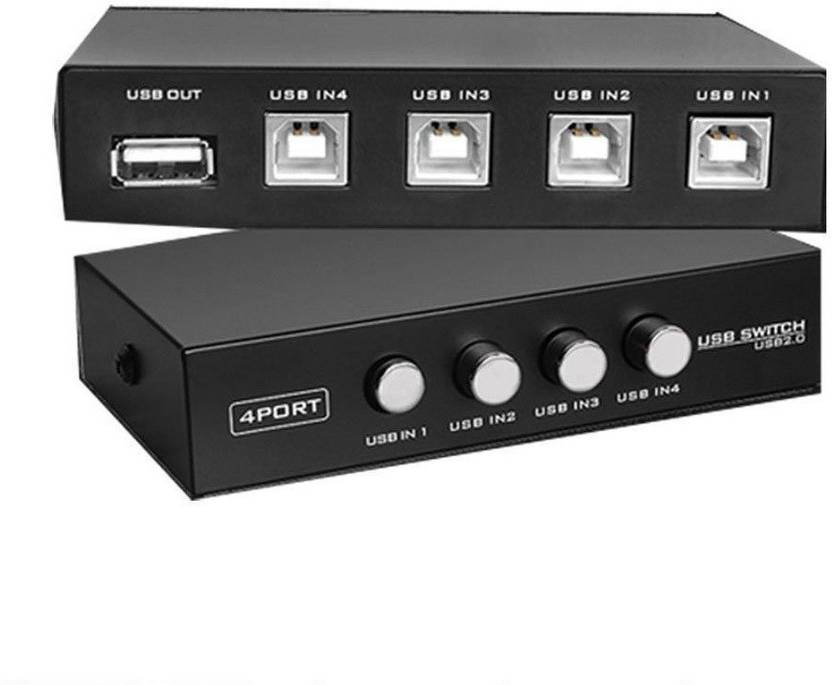 TERABYTE TVout Cable USB Switch 4 Ports USB 2.0 Selector Switch for 4