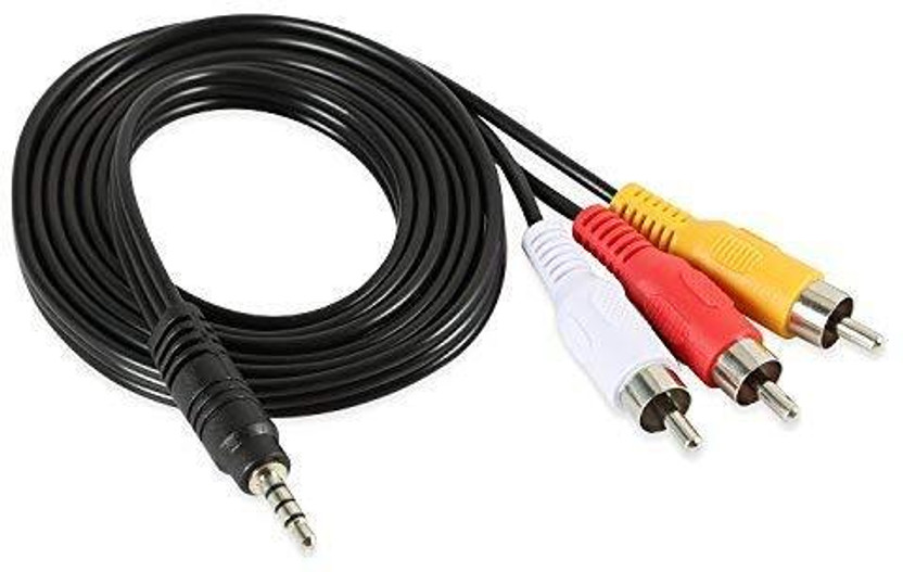 C&E  TV-out Cable 3.5Mm Aux Jack To 3 Rca Male Cable Audio Video Male (BLACK)(Black, For DVD, 1.5 m)