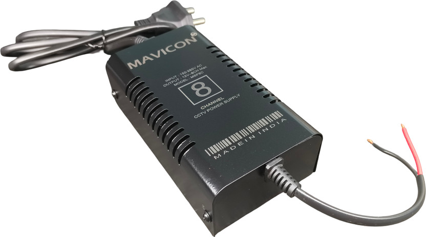 MAVICON  TV-out Cable 8 channel smps for cctv camera power supply singlewire 12V 10a for 8 cctv camera(Black, For Camera, 1 m)
