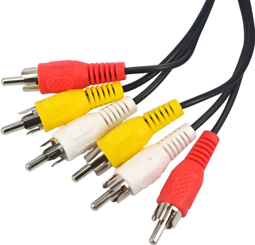 Crystonics  TV-out Cable Copper 3RCA Male to 3RCA Male Audio Video Cable(Black, For TV, 1.2 m)