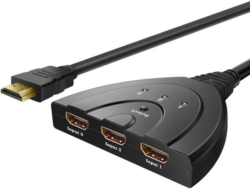 Calandis  TV-out Cable 3 Port 1080P HDMI Auto Switch Splitter Switch Hub Box Cable for DVD HDTV PS4(Black, For TV)
