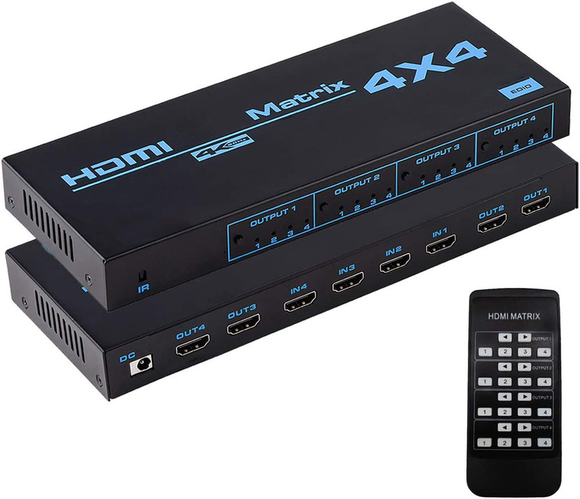 microware HDMI Matrix, 4x4 HDMI Matrix Switcher Splitter with EDID settings 32 inch Blu-ray Player(Black)