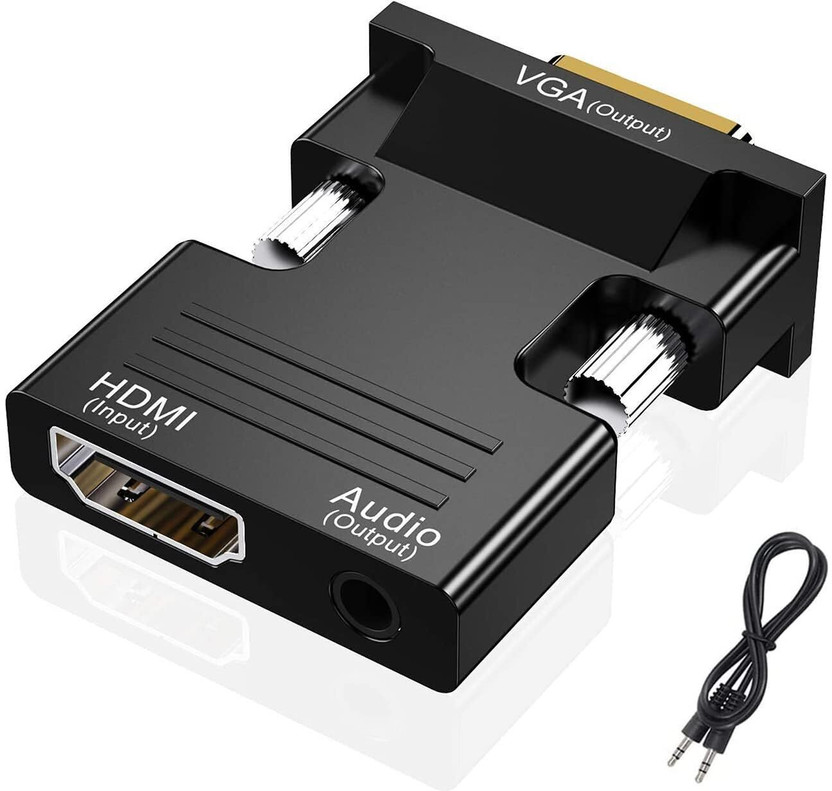 Forida HDMI Female to VGA Male Converter with 3.5mm Audio Jack | 1080P FHD Video Output Gaming Adapter(Black, For PC)