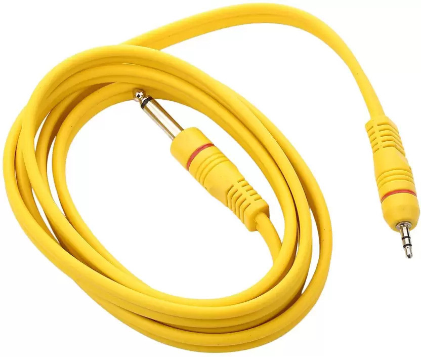 PAC  TV-out Cable Mono Audio Cable 1.8 m p38 Mono Stereo Male 6.35 (1/4 inch) mm to 3.5 mm(Yellow, For Home Theater, 1.8 m)