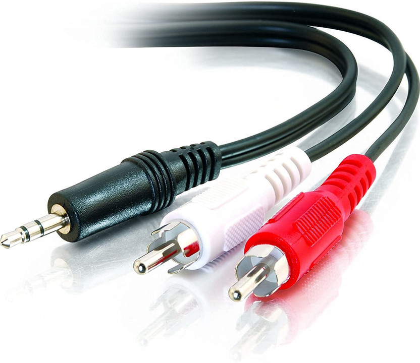 GADGEETI RCA Audio Video Cable 5 m 3.5mm to 2 Male RCA Cable Stereo AUX Cable Headphone Jack Adapter Y Splitter Stereo Audio Cord(Compatible with smartphone, tablets, speaker, hdtv, Black, One Cable, 3 Pin Male To Multi-Pin)